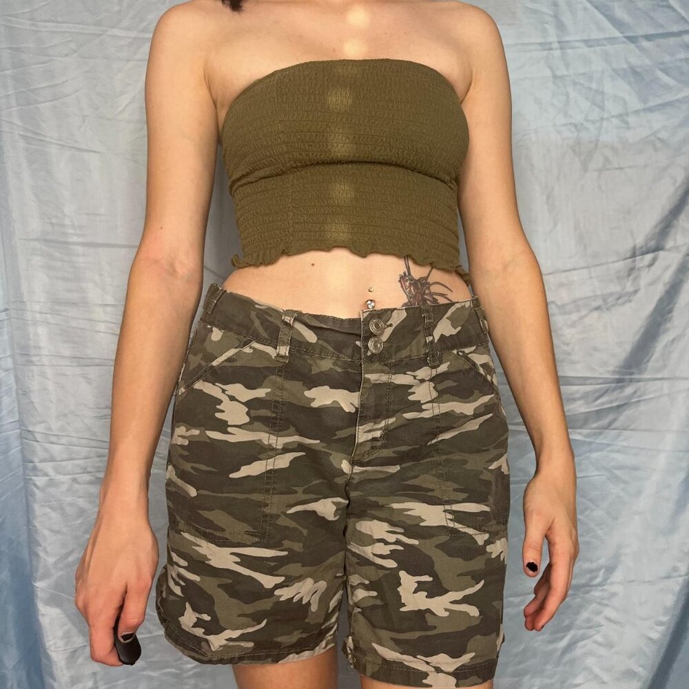 Garage Green Tube Top with Lettuce Trim